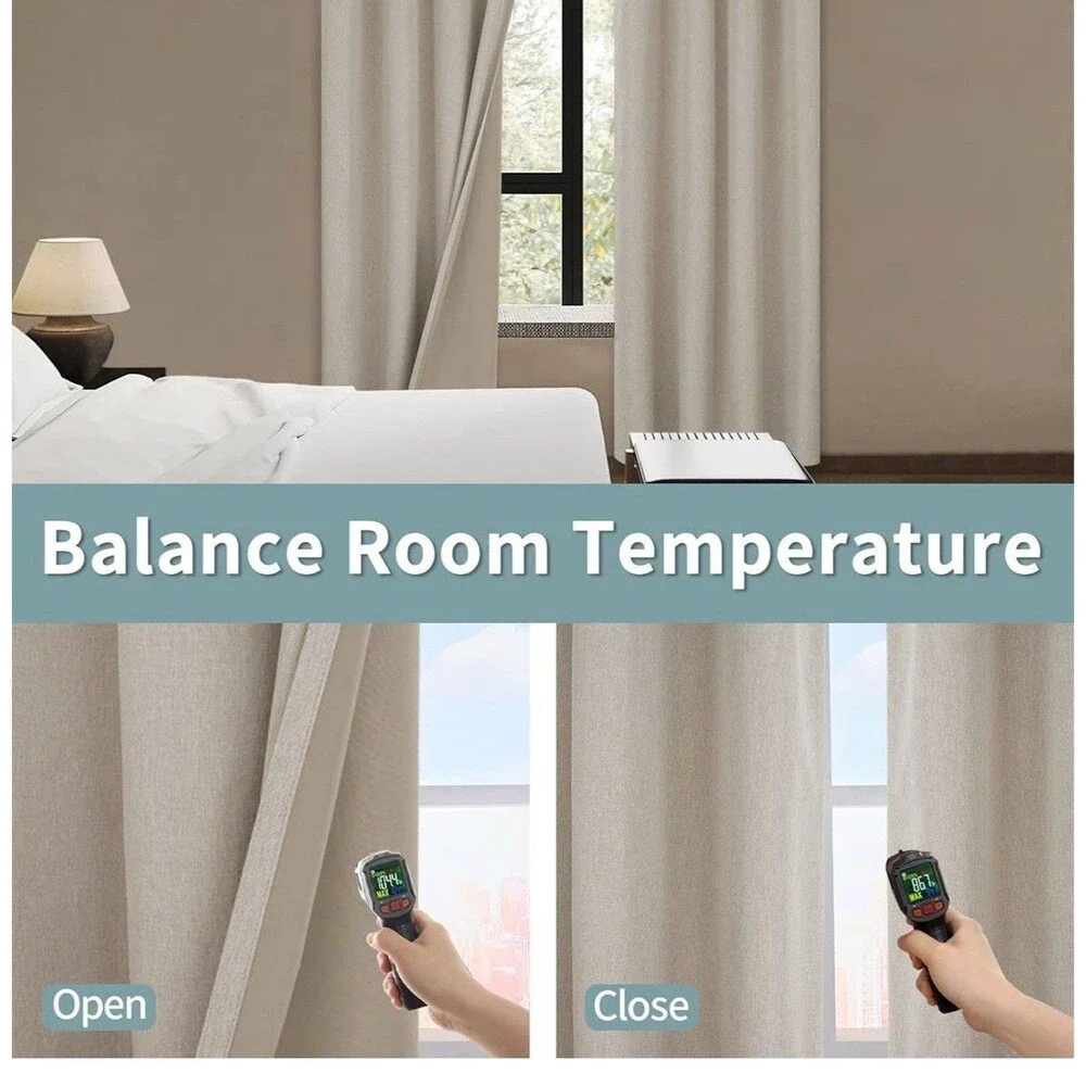 BGment Linen Color Blackout Curtains 52x120” Bedroom 2 Panels Set,